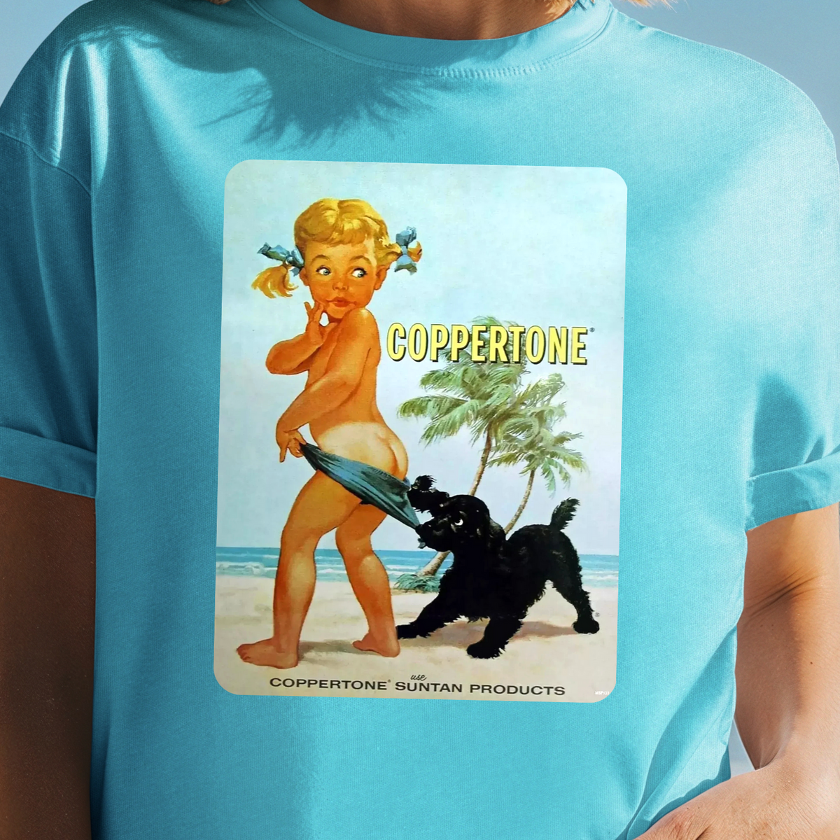 Coppertone Girl Dog T-Shirt | Vintage Beach Advertisement Tee, Vintage Beach Tee