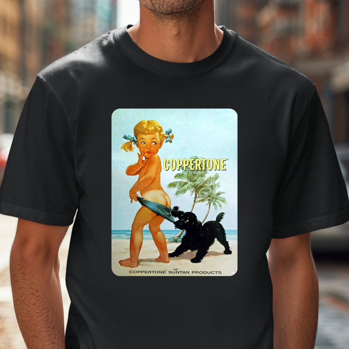 Coppertone Girl Dog T-Shirt | Vintage Beach Advertisement Tee, Vintage Beach Tee