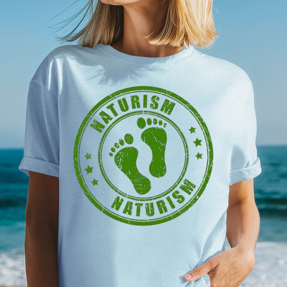 Naturism Footprint T-Shirt | Barefoot Graphic Tee, Naturist and Nudist Shirt