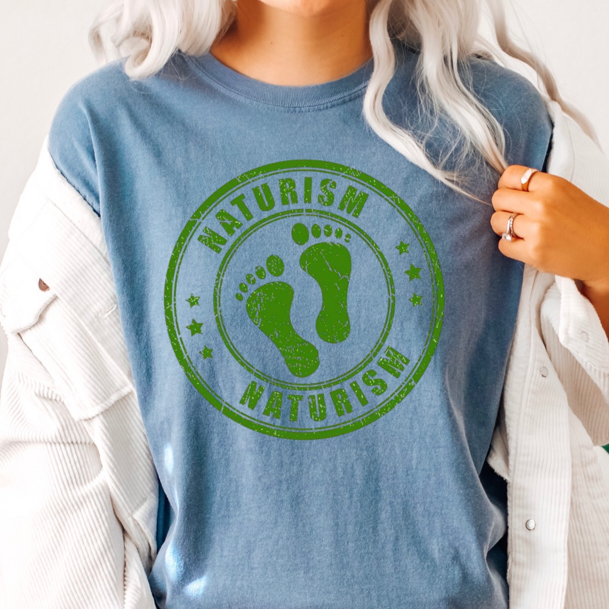 Naturism Footprint T-Shirt | Barefoot Graphic Tee, Naturist and Nudist Shirt