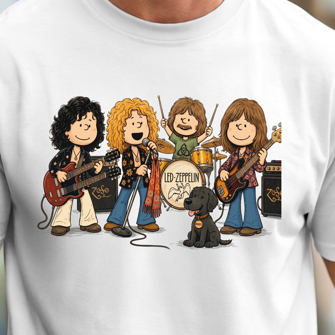 Comic Strip Inspired Led Zep T-shirt | Cartoon Classic Rock Tee, Concert Shirt
