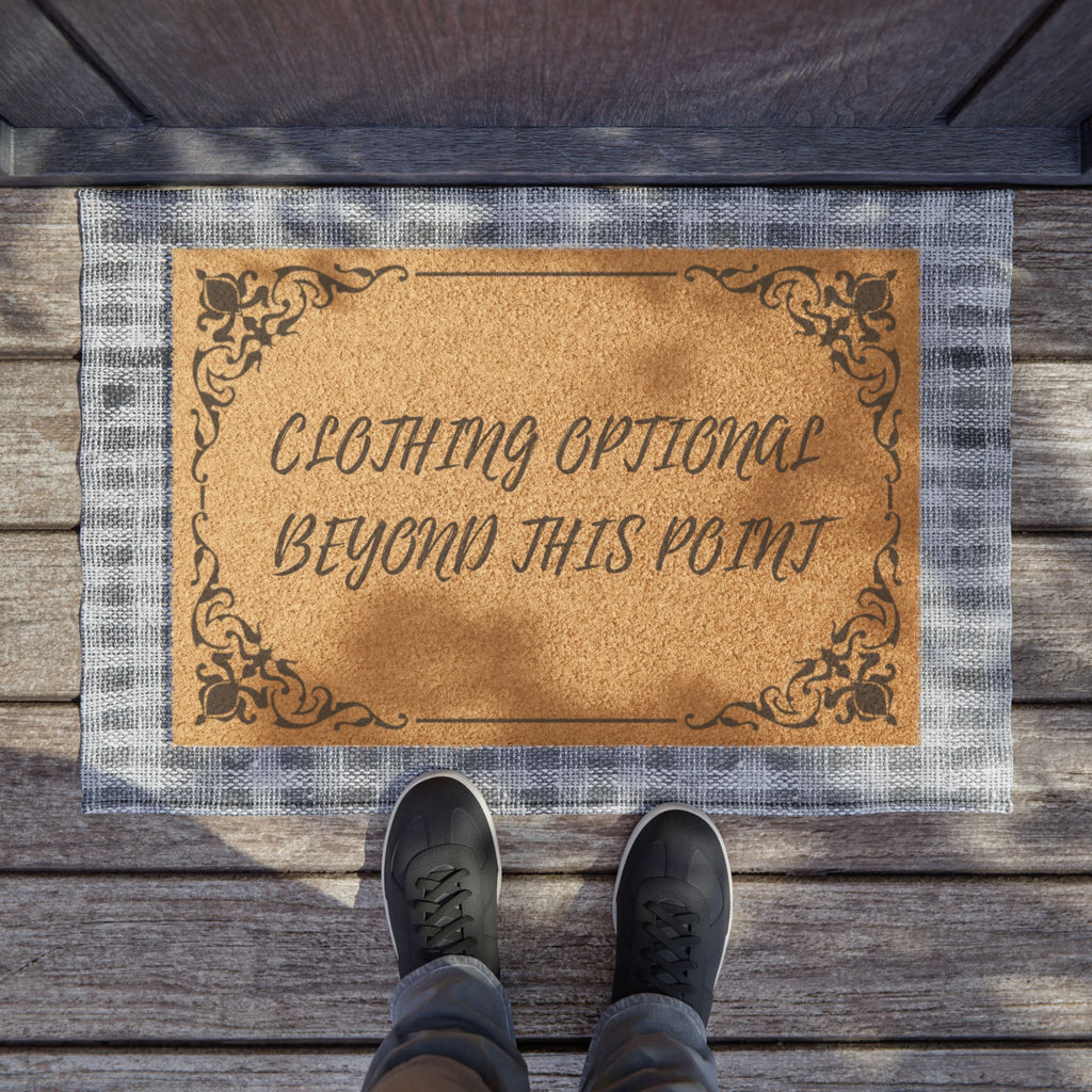 Clothing Optional Doormat | Funny Nudist Welcome Mat, Front Porch Entrance Rug