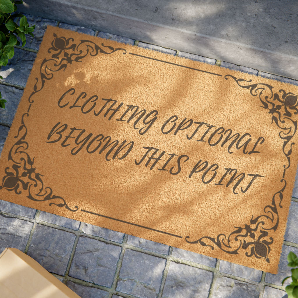 Clothing Optional Doormat | Funny Nudist Welcome Mat, Front Porch Entrance Rug