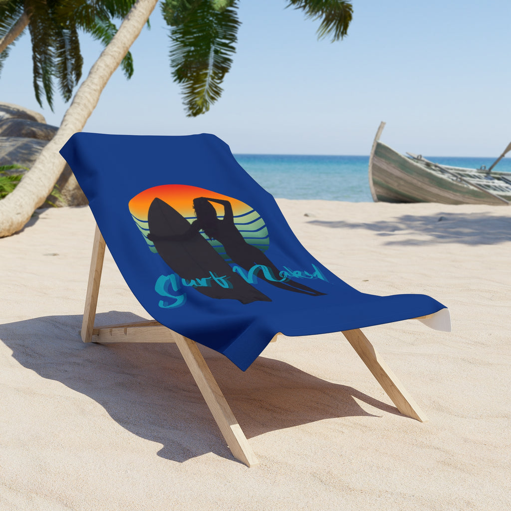 Surf Naked Beach Towel, Surfing Silhouette Pool Towel, Naturists, Nudists and Surfers