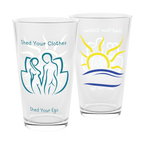 Shed Your Clothes Shed Your Ego 16oz Pint Glass, Naturist and Nudist Beer Cup