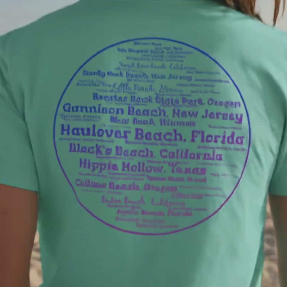 Clothing Optional U.S. Beaches T-Shirt, Two Sided Nudists and Naturists Tee