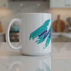 Retro Jazz Coffee Mug 15oz | 90s Teal Purple Wave Tea Cup, Disposable 15oz Ceramic Design