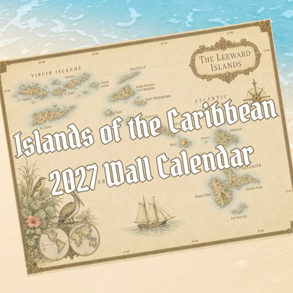 Islands of the Caribbean Antique Maps 2027 Calendar, Wall Calendar for Travelers